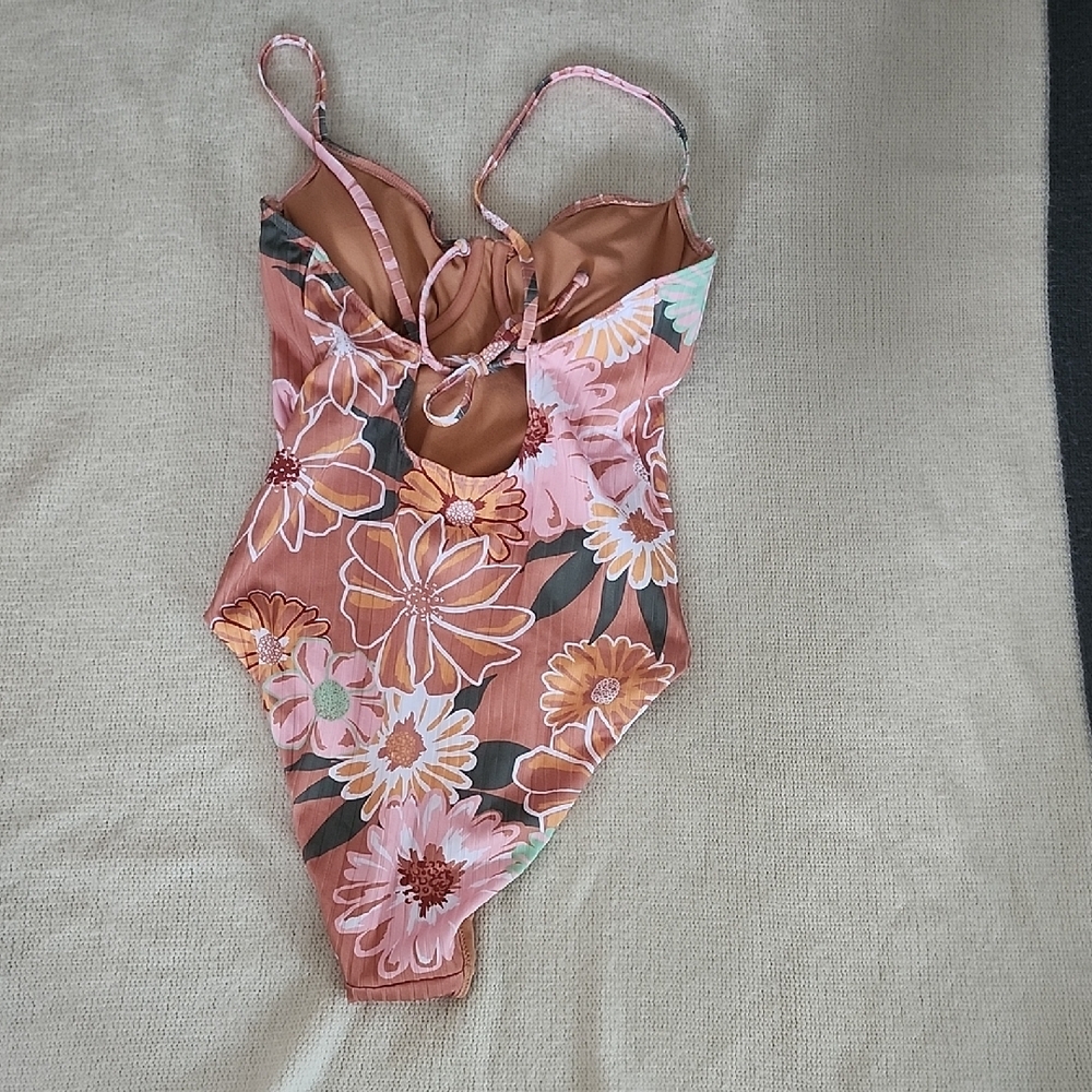 Roxy Orange and Green One-Piece Swimsuit - Picture 3 of 5